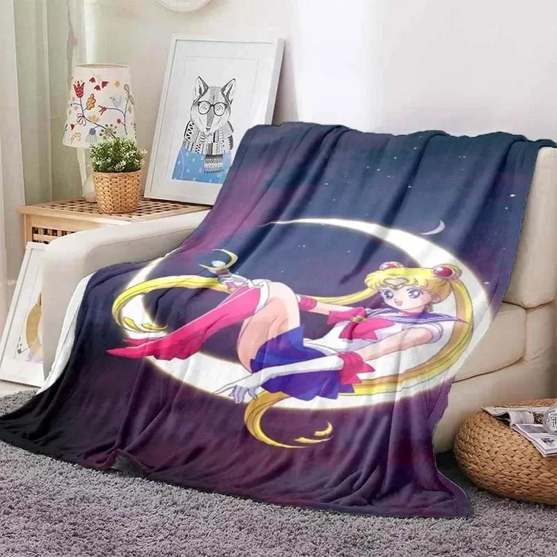 Anime Kawaii Sailor Moon Zuhause Cartoon Bedruckte Decke Picknickdecke Warmer Flanell Weich und Bequem Zuhause Reisen Geburtstagsgeschenk