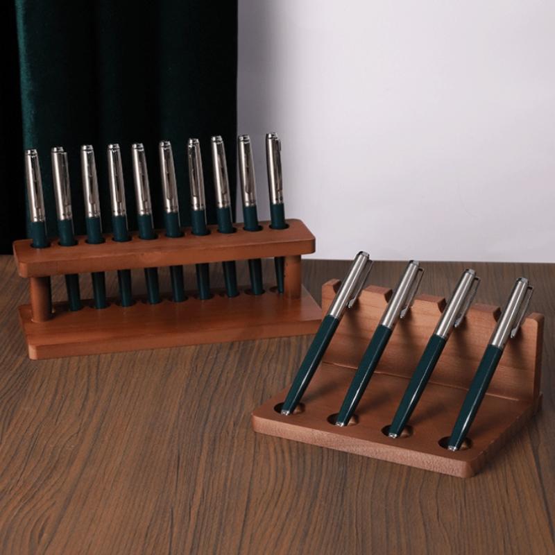 Walnut Wood Test Tube Rack Multifunction Desk Pencil Organizer Pen Holder Phone Stand Stationery Storage Office School Supplies