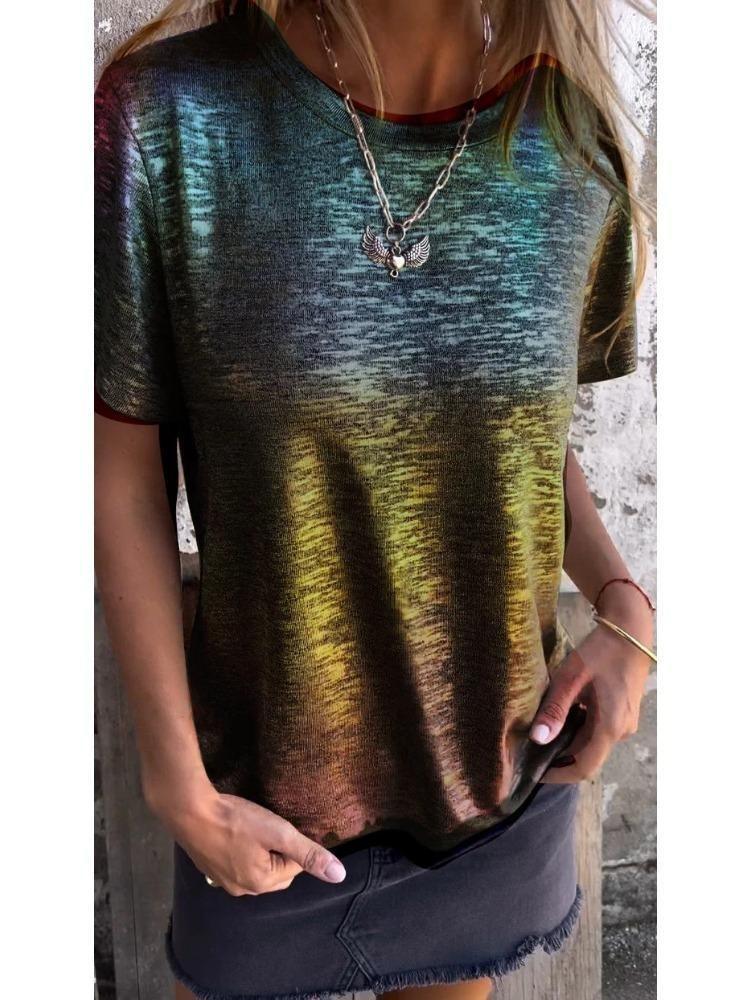 Women Casual Summer Short Sleeve Round Neck Tshirt Top