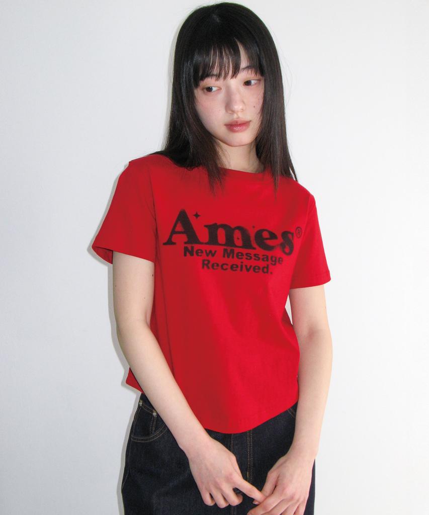 AMES-WORLDWIDE Round Hem Crop Tee Red