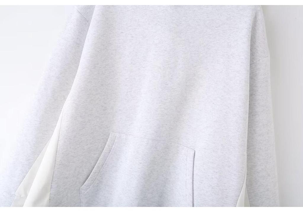 Cross-Border Women's Chic Hooded Patchwork Sweatshirt - French Design