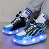 Dětské dvoukolečkové otočné tlačítko LED dobíjecí svítící kolečkové brusle dvouřadé boty Heelys kolečkové brusle boty