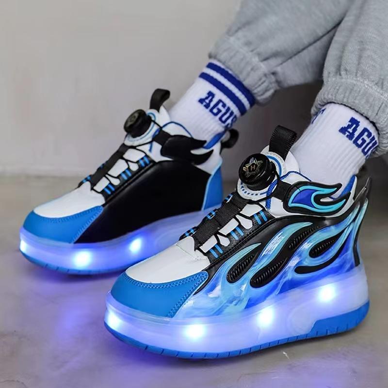 Dětské dvoukolečkové otočné tlačítko LED dobíjecí svítící kolečkové brusle dvouřadé boty Heelys kolečkové brusle boty