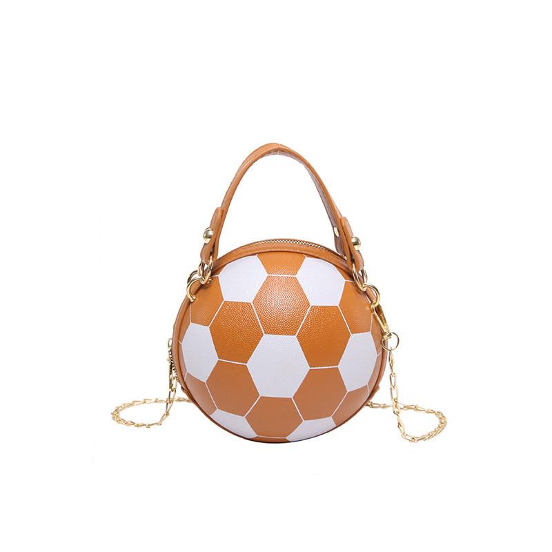 Chic Football Handbag For Women Stylish Pu Material Circle Bag For Fall Winter 2024 коричневый