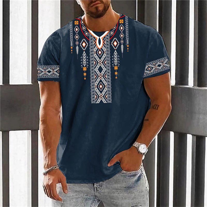 Vintage Ethnic T-shirt 3D Print Clothing O-neck Men Tops Oversized Short Sleeve Tee Summer Loose Male Streetwear Mens Clothes