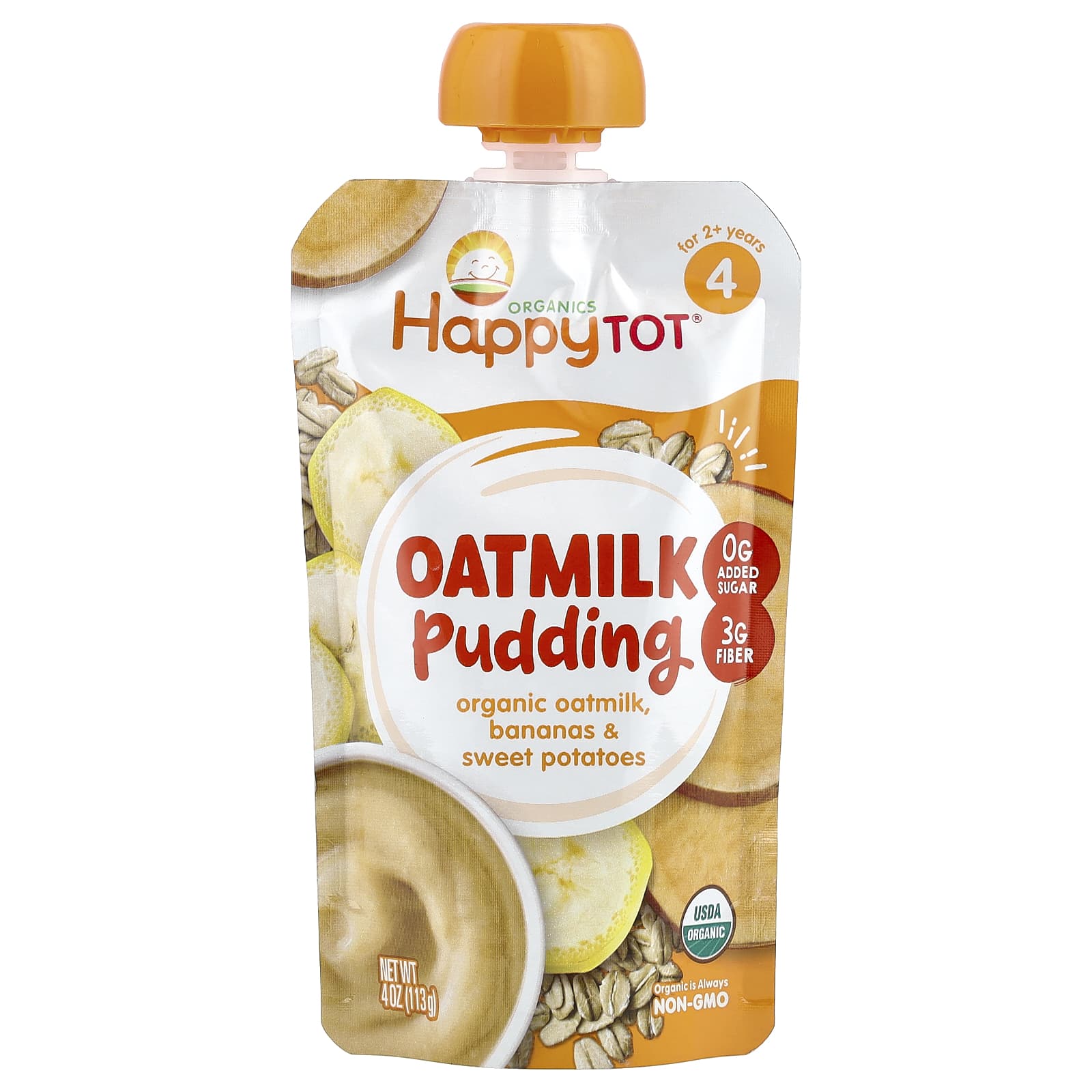 

Happy Family Organics, Happy Tot®, Oatmilk Pudding, 2 Years+, Organic Oatmilk, Banana and Sweet Potato, 4 oz (113 g)