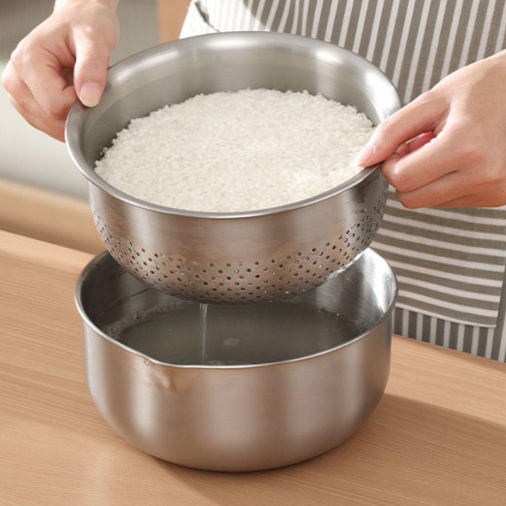 304 Stainless Steel Vegetable Washing Basin Detachable Fruit Strainer Basin Mixing Bowl Salad