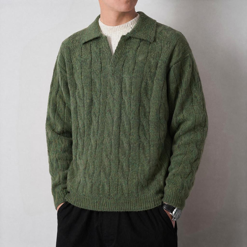 Knitted Lapel Sweater Slightly Wide Half-zip Jacket Casual Sweater Long Sleeves