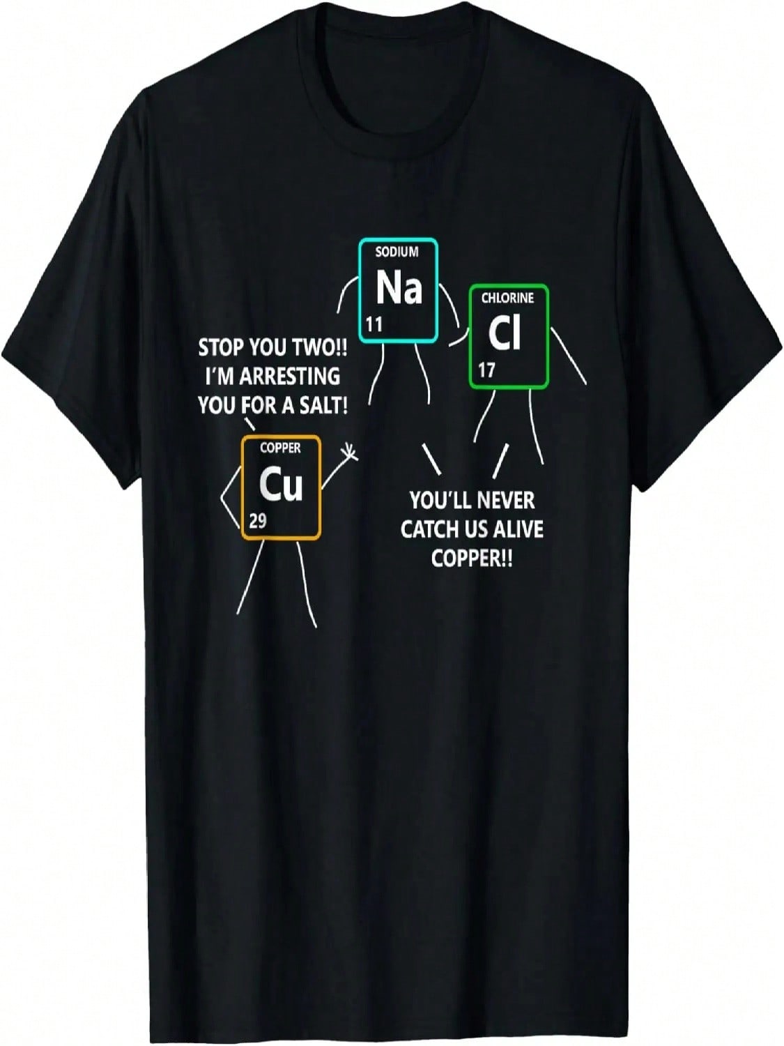 Salt And Copper Periodic Table Pun Chemistry T Shirt T-Shirt S