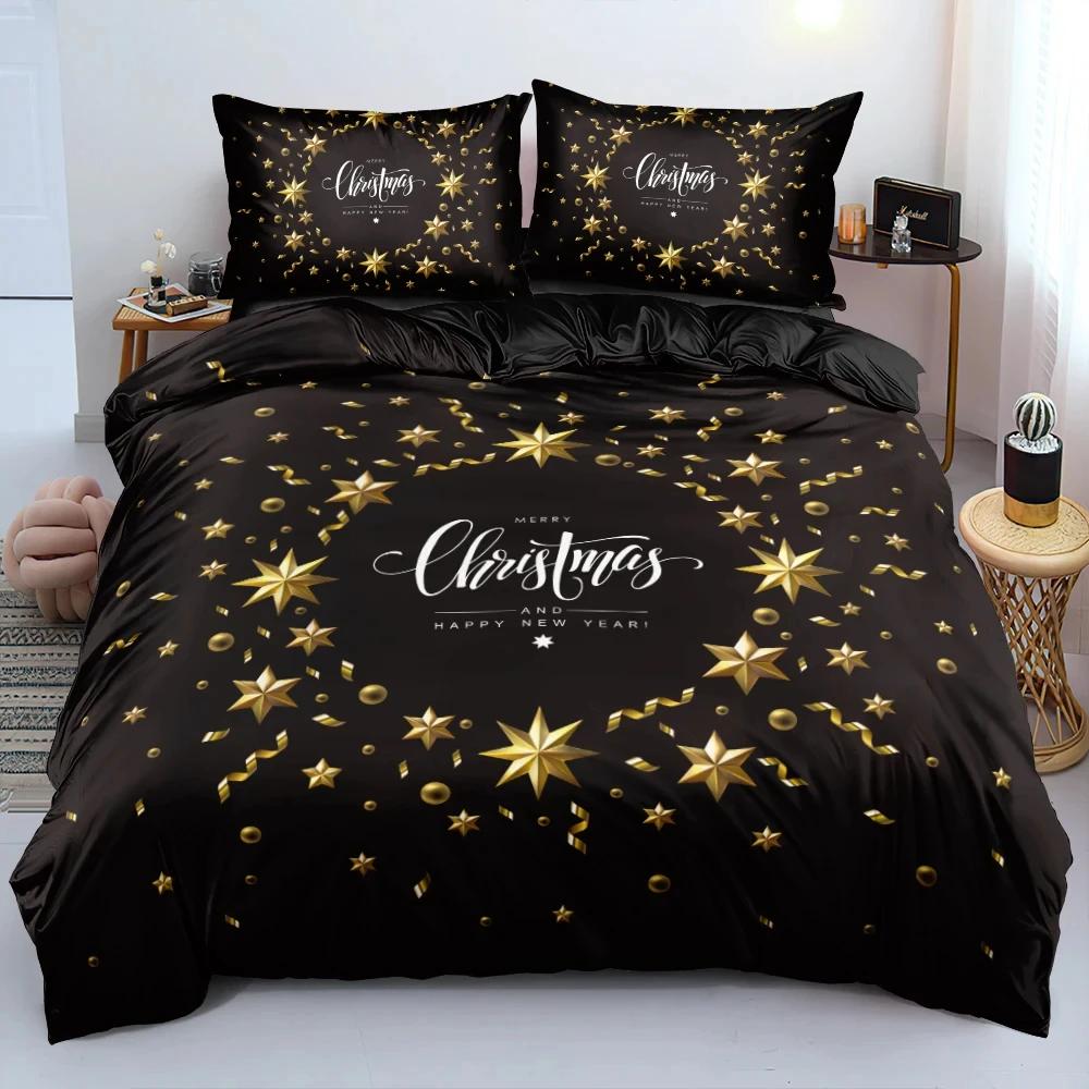 3D Christmas Tree Star Duvet Cover 3D Printed Bedding Set 3Pcs Double Twin Full Queen King Adult Kids Bedclothes Quilt Cover