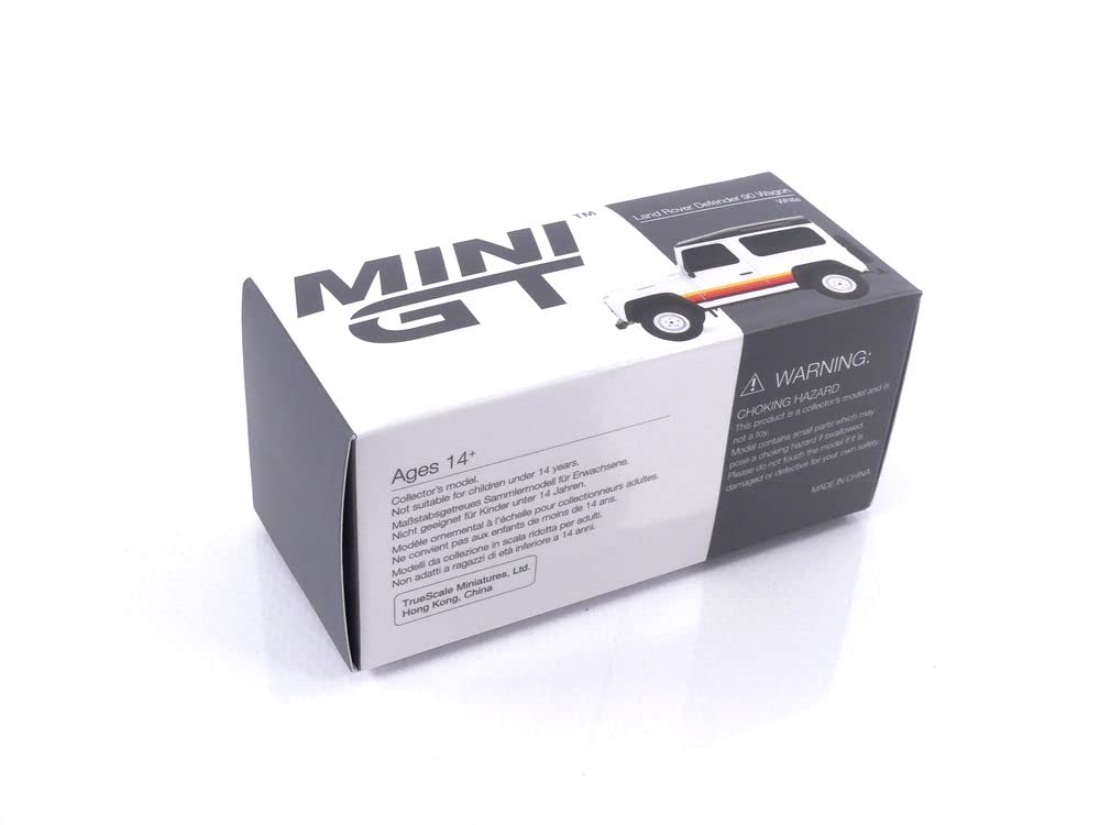 TrueScale Miniatures MINI GT Scale Land Rover Defender 90 White Finished 1/64 Wagon, (Left-Hand Drive), Model, MGT00378-L