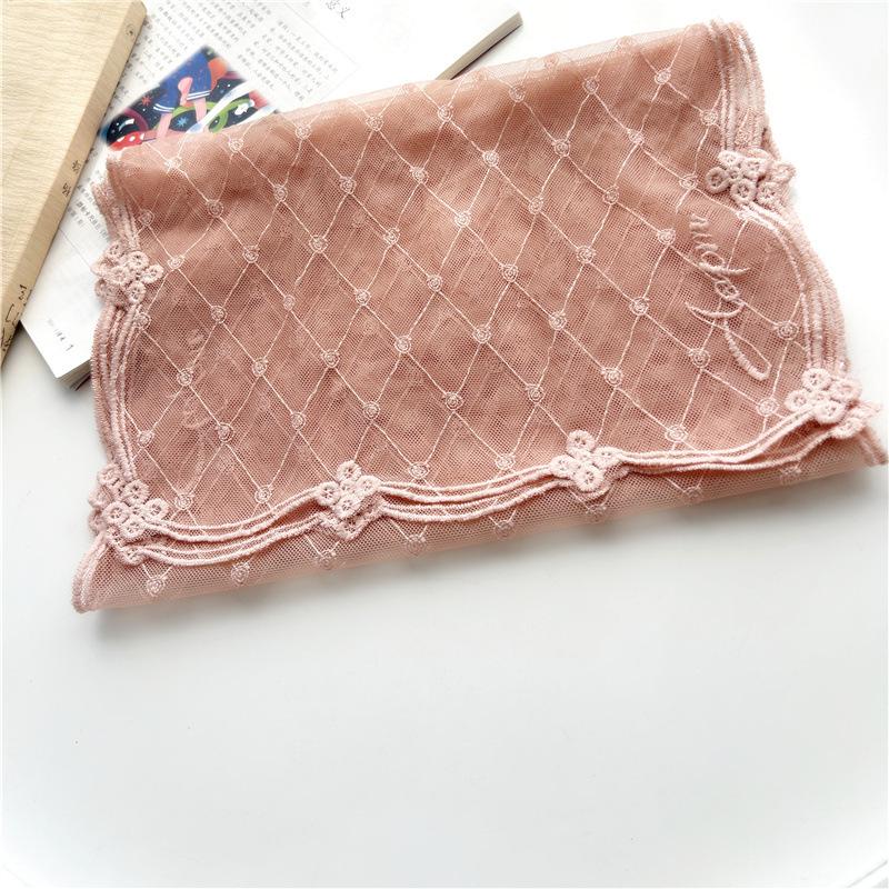 Fular din dantelă Subțire Primăvară și Vară Versiune Coreeană Fular Lung Culoare Solidă Fular Decorativ Retro pentru Femei Șnur de Gât cu Dantelă