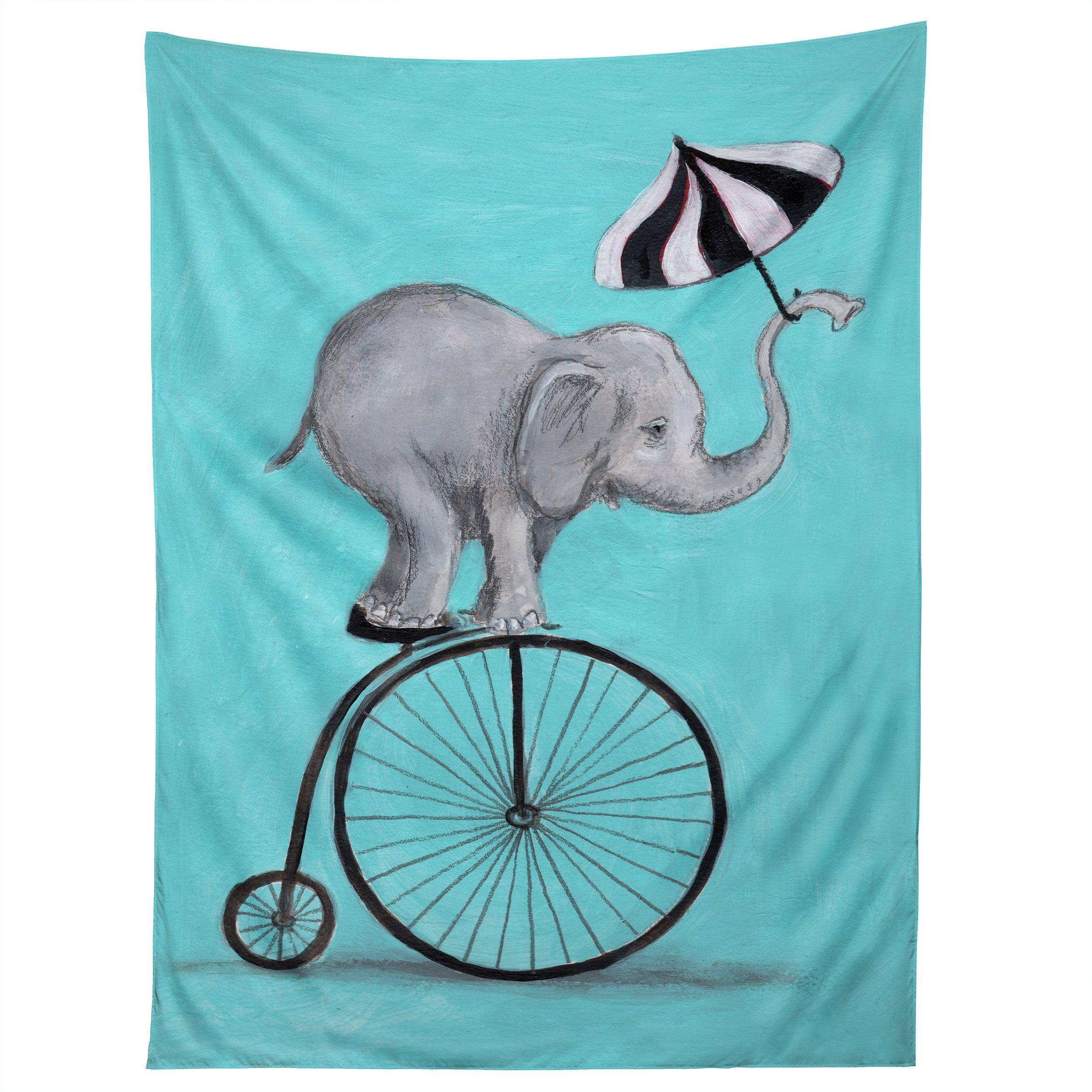 ELEPHANT WITH UMBRELLA tapestry 75x100