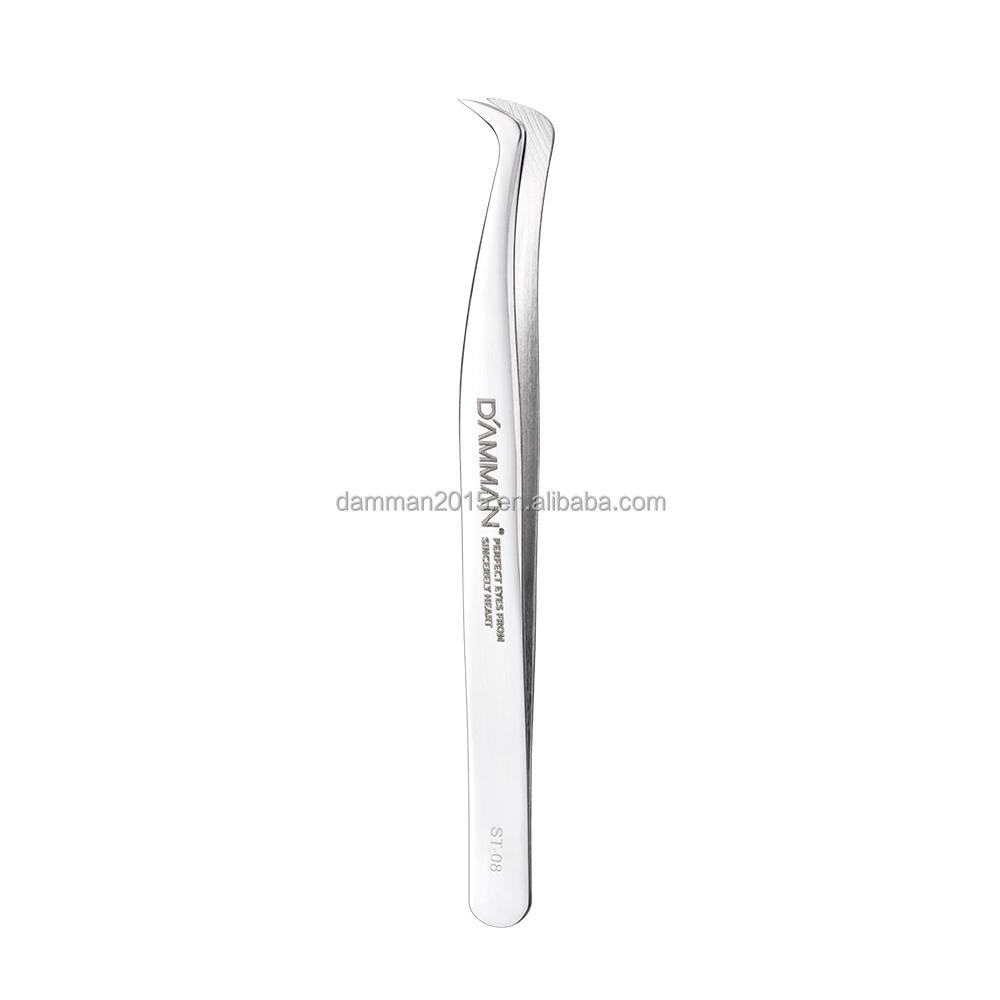 Free Shipping DAMMAN Stainless Steel Eyelash and Eyebrow Tweezers with Pointed Tip for Lash Extensions