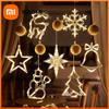 LED Light Snowflake Santa Window Ornaments Decoration for Home Xmas Navidad New Year Christmas Decor Fairy Lamp String Lights