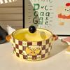 ins cute cartoon puppy ceramic binaural instant noodle bowl with lid new snail powder student dormitory for dinner