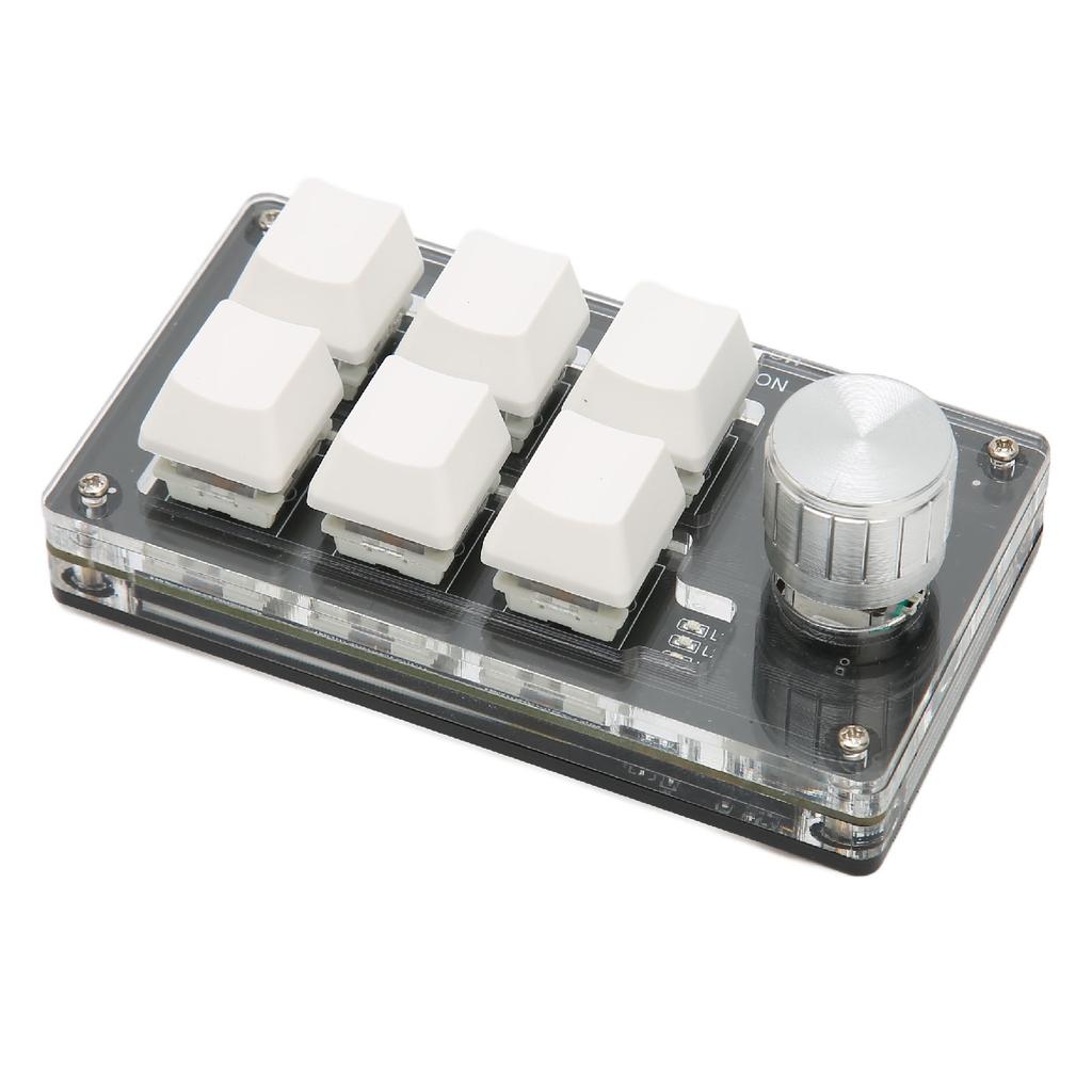 6 Key Mini Keypad with Knob Blue Switch Wired USB Wireless Bluetooth Dual Mode Connection DIY Programmable Mechanical