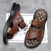 Summer Mens Slippers Fashion Casual Beach Shoes Luxury Leather Slippers for Men Comfort Flat Slippers Big Size48 Chanclas Hombre