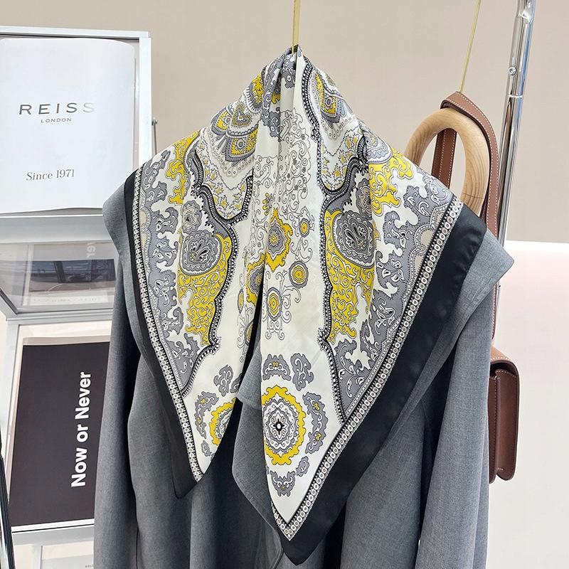 Scarf with print, women' synthetic silk, gift scarf, 70x70
