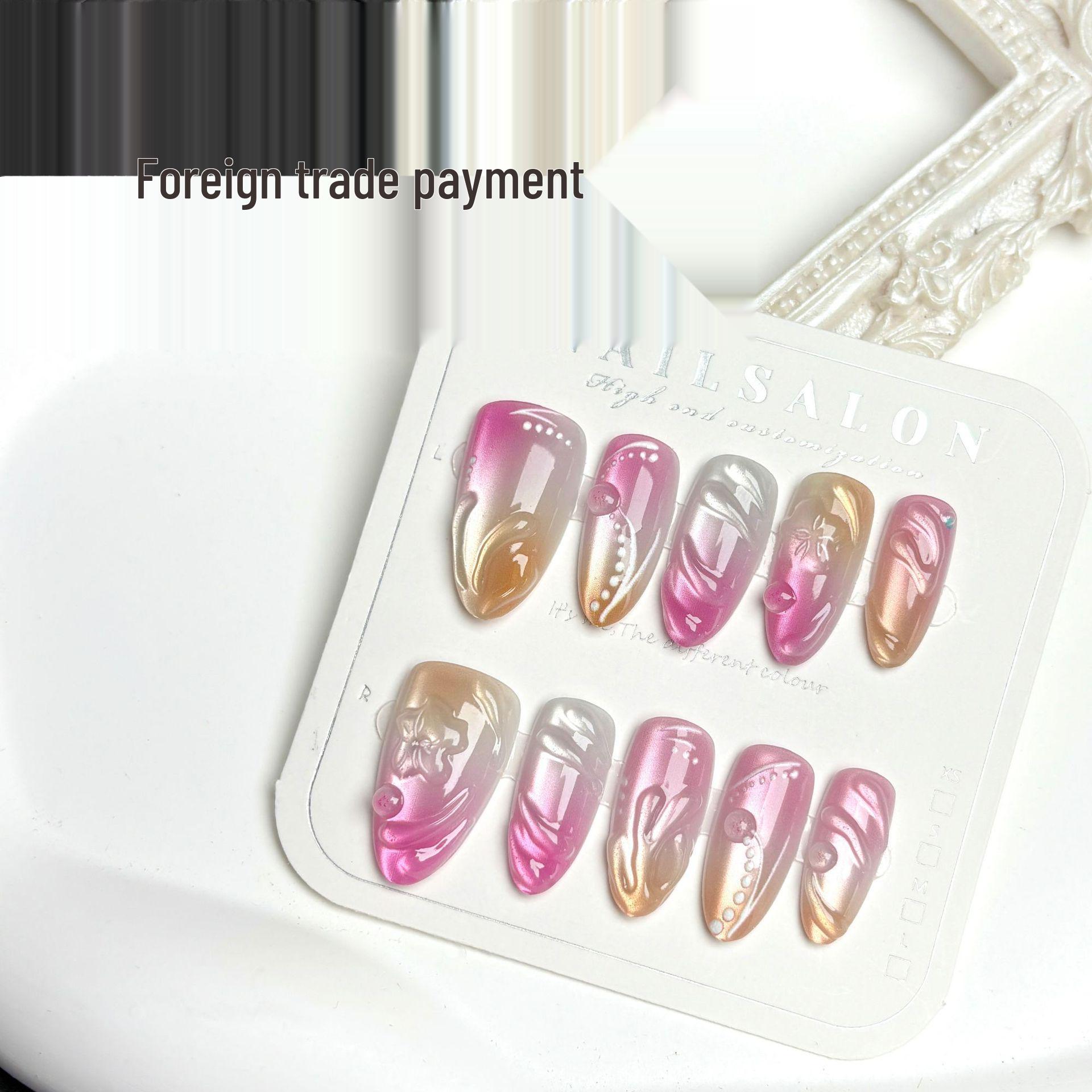 

Pink Gradient Floral 3D Nail Art Patches for Summer – European & American Style