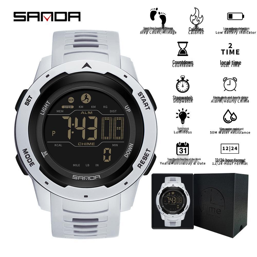 Sanda Multifunction Teen Sports Watch: Calorie Counter, Single Display, Pedometer, Waterproof.