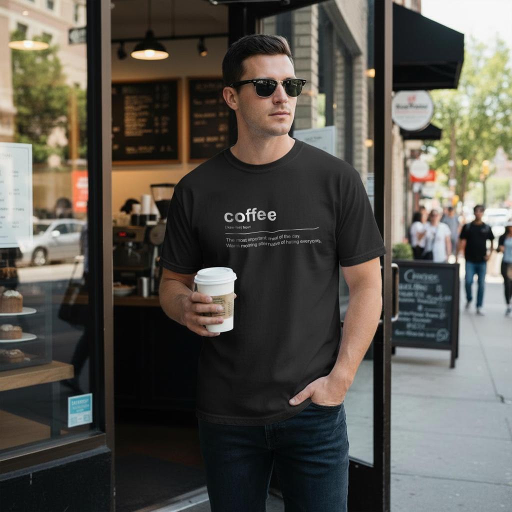 Coffee Definition TShirt Sarcastic Coffee Lover Gift Barista Gift Idea Funny Coffee TShirt Typography Dictionary fun TShirt