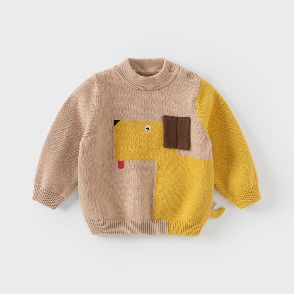 David Bella Boys' Sweater Autumn Dress Baby Half High Collar Knitted Sweater Children's Top Children's Wear