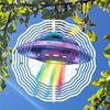 3D Kinetic Wind Spinner Alien UFO Design Metal Hanging Ornament for Outdoor Garden Yard Halloween Christmas Housewarming Decor