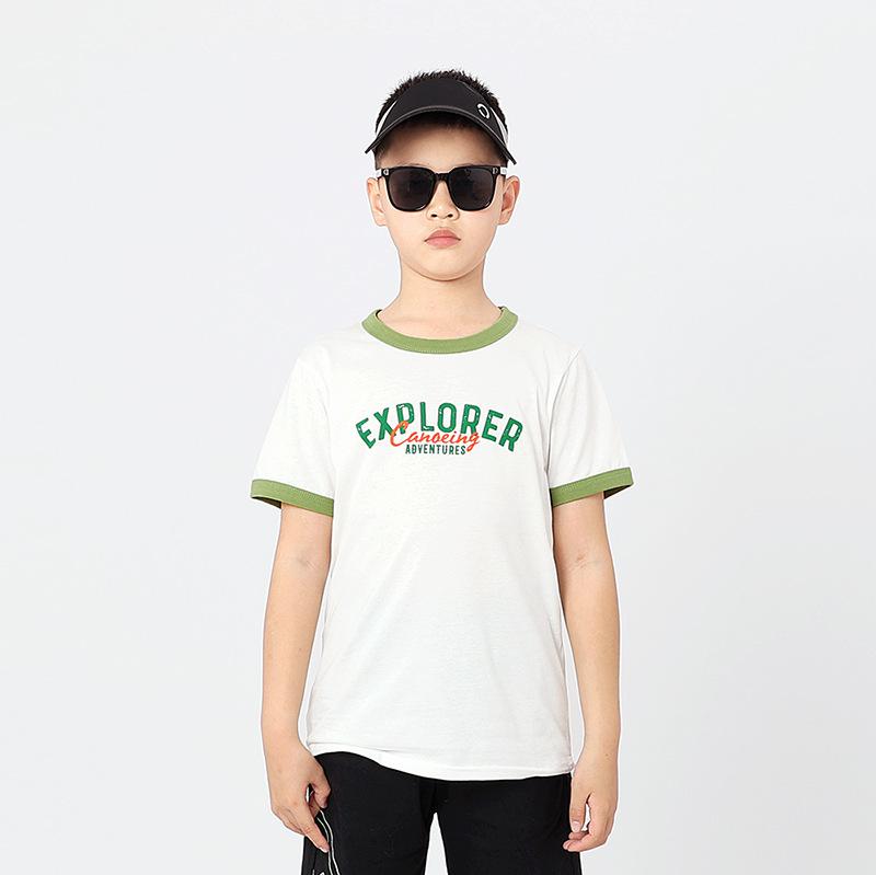 Summer Korean Version of the New Children's Sports Short Sleeve Big Children Pure Cotton Printed Sweatshirt Boy Short Sleeve T-shirt