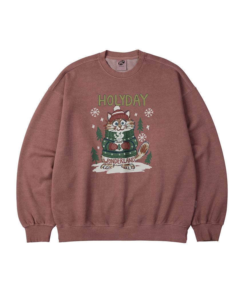 WILDROCK Hollysheesh Holyday Cat Pigment Oversized Sweatshirt_5 Col