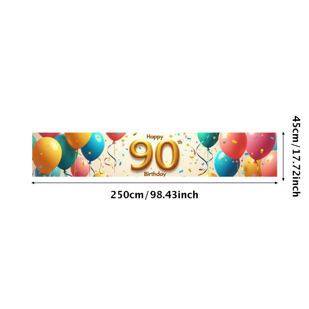 90. Geburtstag Banner Goldener Ballon Happy Birthday Party Dekoration Kulisse Jubiläumsfeier Fotografie Hintergrund Requisite