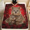 1PC Red Rose Animals Print Flannel Blanket, High Quality All Seasons, Home Decor, Warmth and Comfort, Perfect for Christmas Gifts