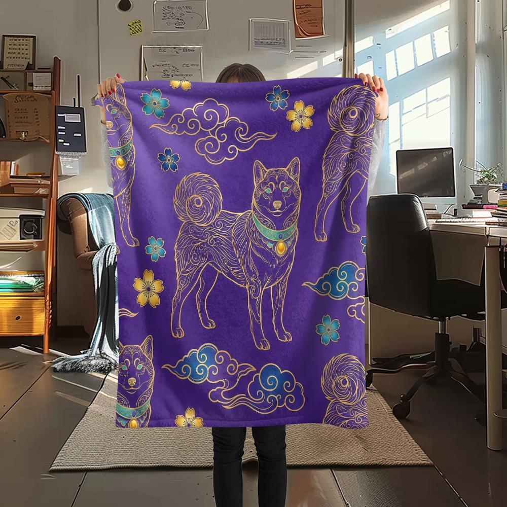 

Purple animal golden lines Print Flannel Blanket,High quality Comfortable for All Seasons,Home Decor,Warmth and Comfort,Perfect for Christmas Gifts 80cm x 120cm