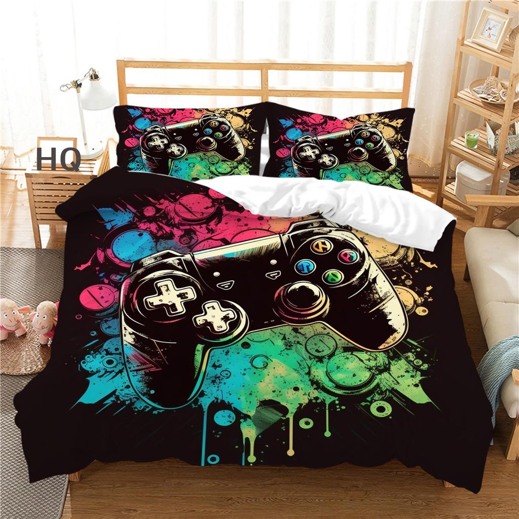 3D Player Bedding Game Handle Quilt Cover 2 or 3 Double Bed Single Bed Full-size Game Machine Printed Bedding Home Decoration