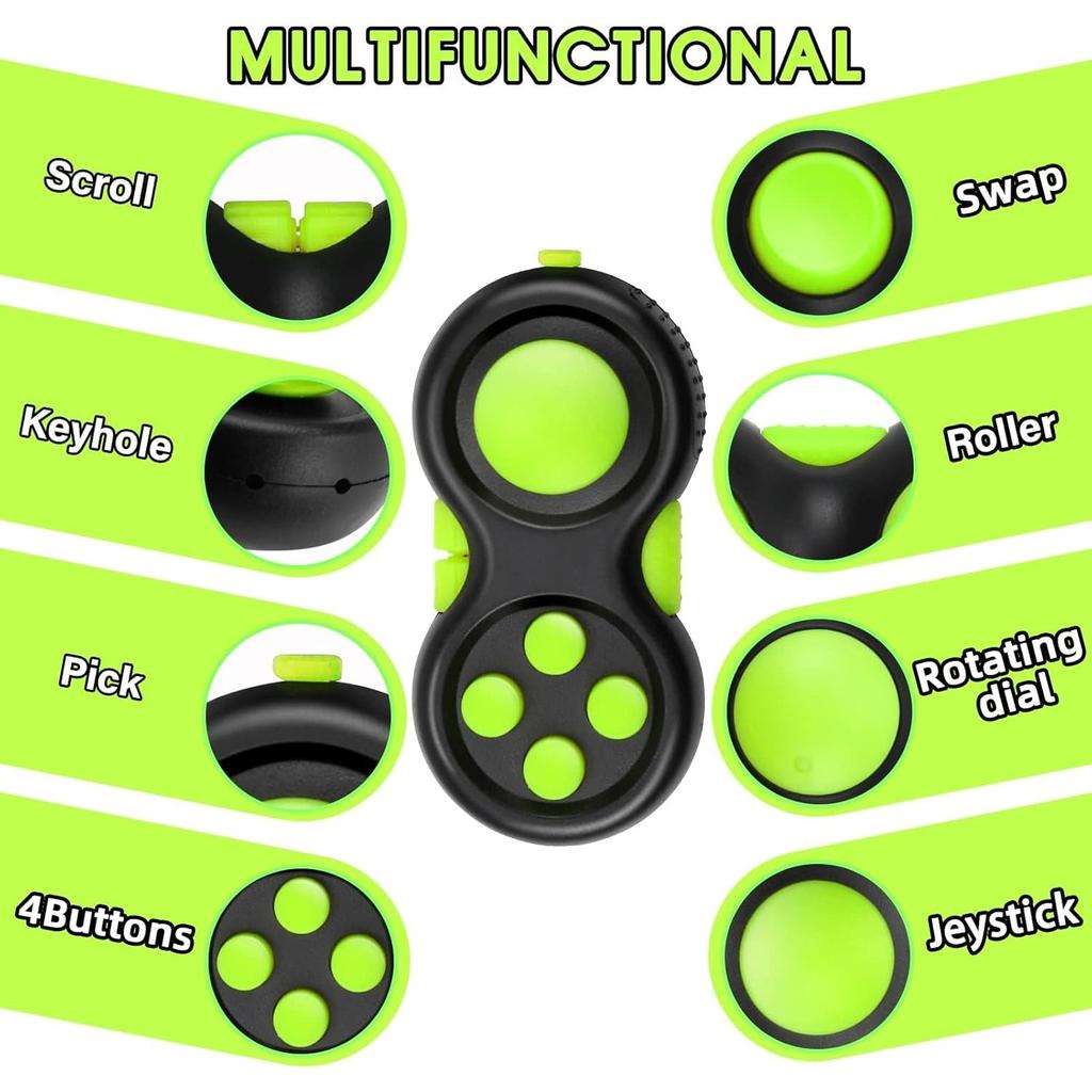 Fidget Toy Game, Rubberized Classical Controller Fidget Concentration Toy with 8-Fidget Functions and Lanyard for Relieving Stress and Anxiety