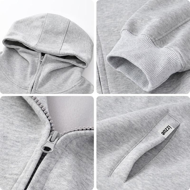 izzue Men's American-Style Mock Neck Hooded Zip-Up Hoodie