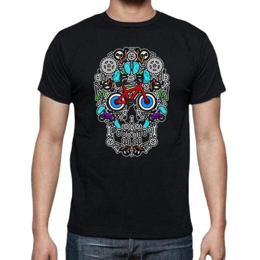 Symmetry Color of Skeleton Bicycle TShirt Summer Cotton ONeck Short Sleeve Mens T Shirt New S3XL