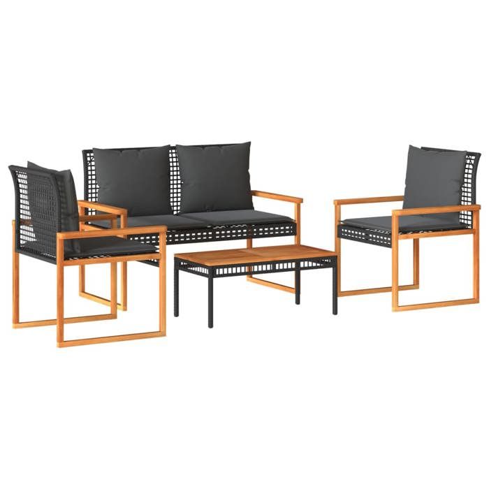 VidaXL Garden Lounge Set with Cushions 4 Pcs, Patio Seating, Furniture Set, Backyard Terrace Furniture 365858