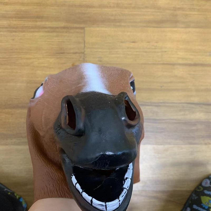 Men Brown Horse Masks Girl Funny Horse Head Mask Latex Animal Mask Novelty Halloween Cosplay Costumes Headgear Mascara De Latex