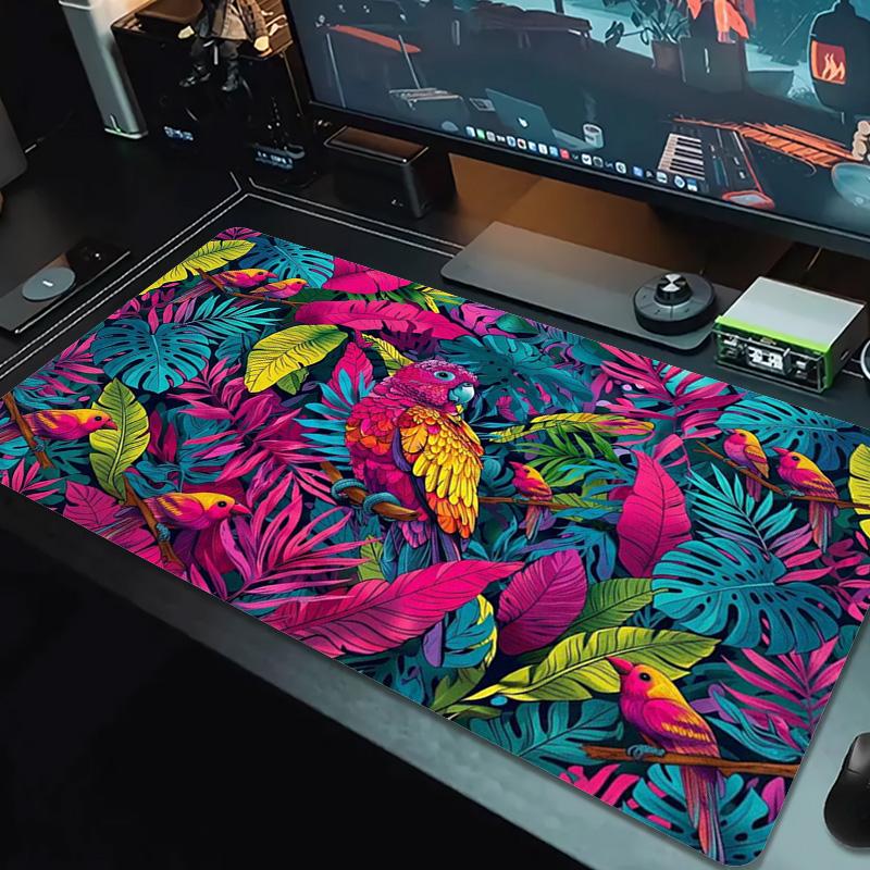 Tropical Parrot Color Mouse Pad Large Gaming Table Cushion Non-slip Laptop Tablet Big Mousepad XXL Mat Mini PC Playmat With Lock Edge