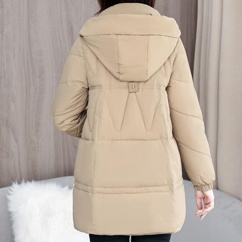 Mulher Longo Parkas Inverno Outerwears Elegante Senhora Jaqueta Com Capuz Casual Solto Grosso Quente Casacos