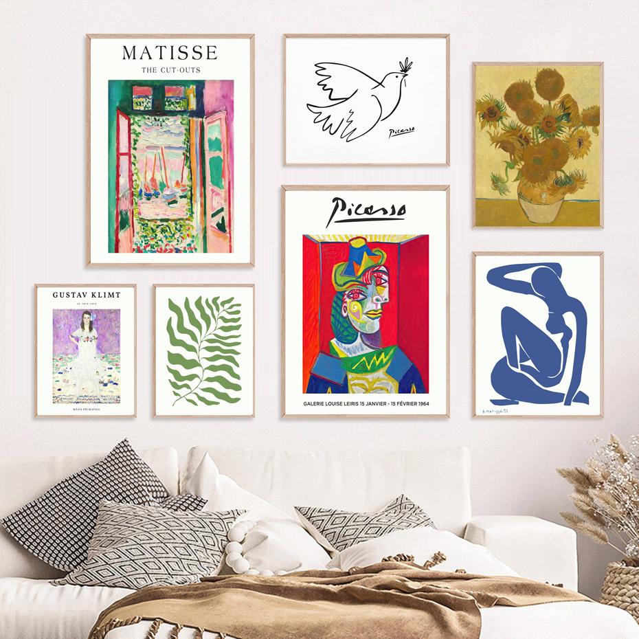 Abstract Picasso Matisse Van Gogh Japan Wall Art Prints Canvas Painting Eclectic Nordic Poster Wall Pictures Living Room Decor