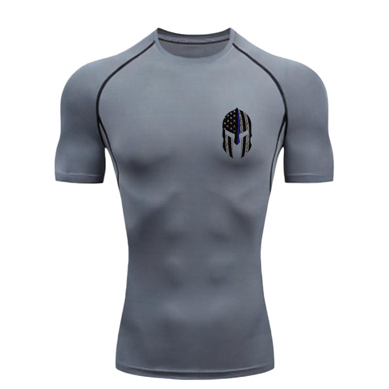 Spartan Helmet Pattern 2026 Men's Sports T-shirt Training Fitness Compression Short Sleeve Rashguard for Men