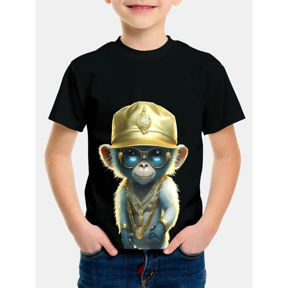 Magliette a Manica Corta con Stampa Scimmia per Bambini Ragazzo Ragazza Camicia Estiva Casual Animale Abbigliamento Bambini Maglietta Top a Manica Corta