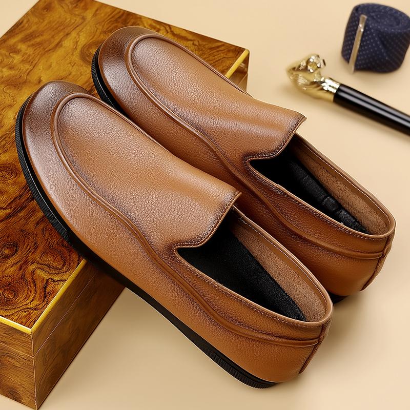 Fashion Genuine Leather Mens Casual Shoes Stylish Trendy  Loafers Moccasins Comfortable Male Driving Flats Simple Casual Slip On Shoes