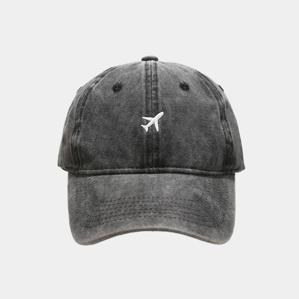 Washed Cotton Airplane Embroidered Baseball Cap Hip Hop Distressed Plane Dad Hat Adjustable Sunscreen Sun Hat