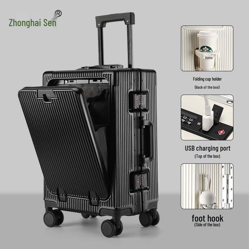 Zhonghaisen 24-inch Expandable Front-Opening Spinner Suitcase