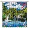 Natural Scenery Waterfall Shower Curtain Plant Lake River Landscape Bath Decor Bathroom Waterproof Polyester Cloth Curtain