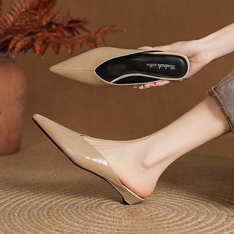 Flats Women Pointed Toe Slippers Casual Fashion Slingback Mules Shoes Summer Woman Sandals 2025 Trend Brand Cozy Female Zapatos