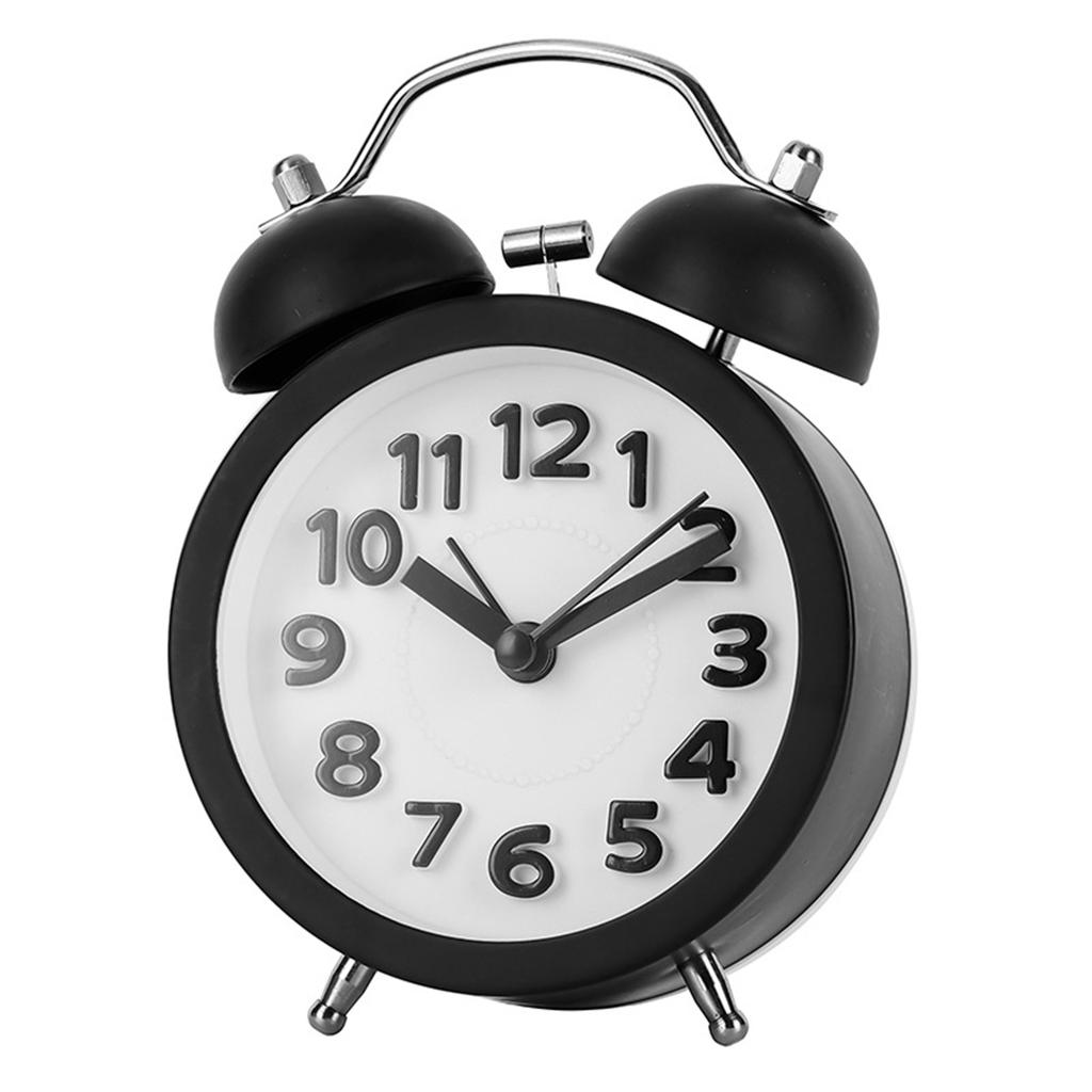 Small Vintage Twin Bell Alarm Clocks Metal Frame Battery Operate Loud Desk Table Alarm Clock for Bedrooms Bedside Home Office